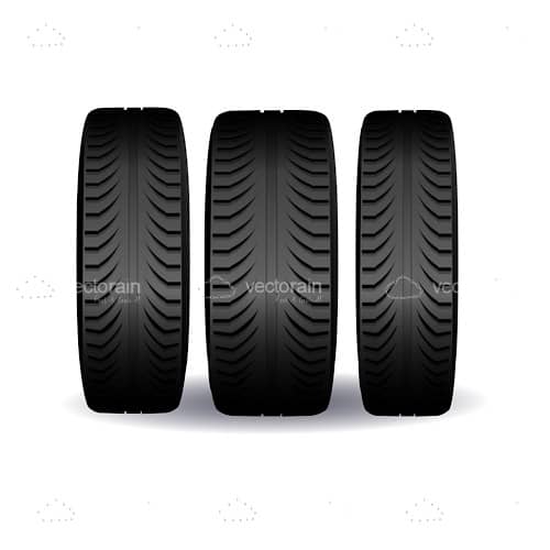 Car Tires with Front View Perspective